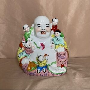 Vintage Porcelain Buddha With Children